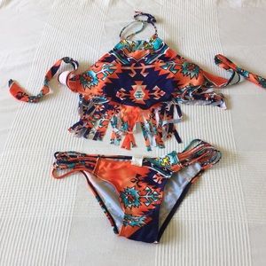 Colorful Fringe 2 Piece Swimsuit